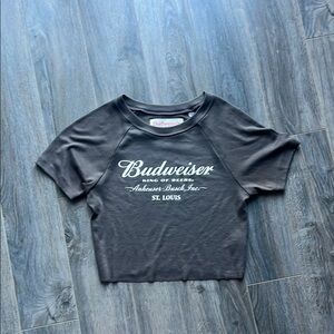 PACSUN Budweiser Charcoal Cropped Tee